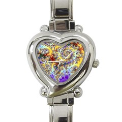 Desert Winds, Abstract Gold Purple Cactus  Heart Italian Charm Watch  by DianeClancy