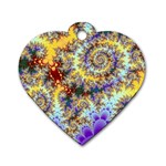 Desert Winds, Abstract Gold Purple Cactus  Dog Tag Heart (Two Sided) Back