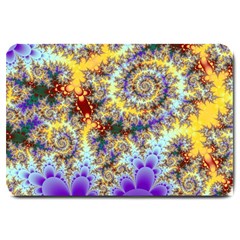 Desert Winds, Abstract Gold Purple Cactus  Large Door Mat by DianeClancy