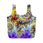 Desert Winds, Abstract Gold Purple Cactus  Reusable Bag (M) Front