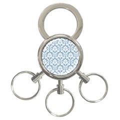 White On Light Blue Damask 3-ring Key Chain by Zandiepants