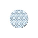 White On Light Blue Damask Golf Ball Marker 4 Pack Front