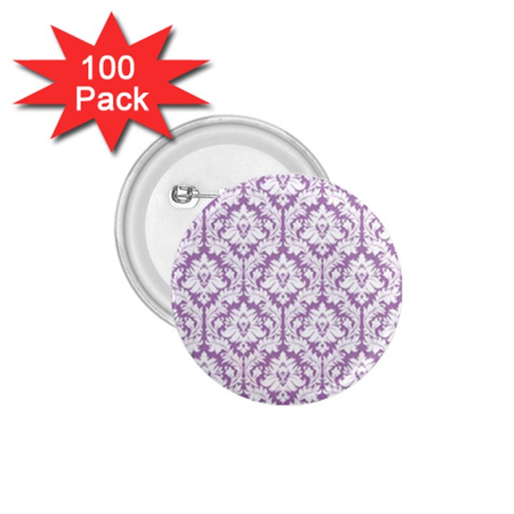 White On Lilac Damask 1.75  Button (100 pack)