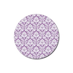 White On Lilac Damask Drink Coasters 4 Pack (round) by Zandiepants