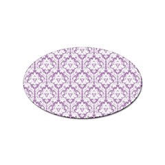 White On Lilac Damask Sticker (oval) by Zandiepants