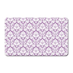 White On Lilac Damask Magnet (rectangular) by Zandiepants