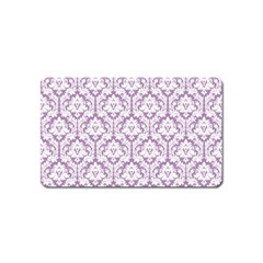 White On Lilac Damask Magnet (name Card) by Zandiepants