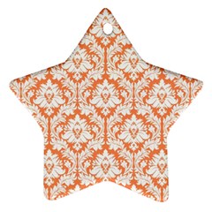 White On Orange Damask Star Ornament by Zandiepants