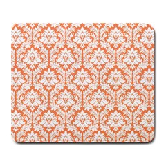 White On Orange Damask Large Mouse Pad (rectangle)