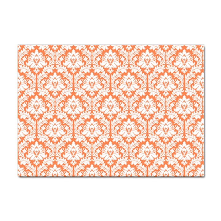 White On Orange Damask A4 Sticker 10 Pack