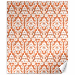 White On Orange Damask Canvas 8  X 10  (unframed) by Zandiepants