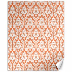 White On Orange Damask Canvas 11  X 14  (unframed) by Zandiepants