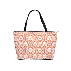 Nectarine Orange Damask Pattern Classic Shoulder Handbag by Zandiepants