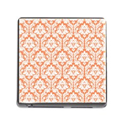 White On Orange Damask Memory Card Reader With Storage (square) by Zandiepants