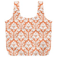 Nectarine Orange Damask Pattern Full Print Recycle Bag (xl) by Zandiepants