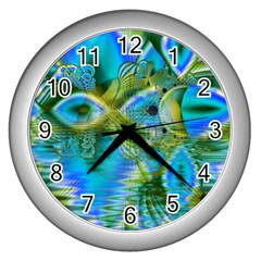 Mystical Spring, Abstract Crystal Renewal Wall Clock (Silver)