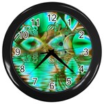 Spring Leaves, Abstract Crystal Flower Garden Wall Clock (Black) Front