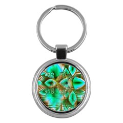 Spring Leaves, Abstract Crystal Flower Garden Key Chain (round) by DianeClancy