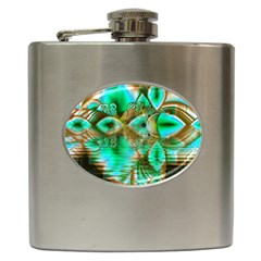 Spring Leaves, Abstract Crystal Flower Garden Hip Flask by DianeClancy