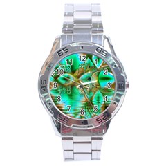 Spring Leaves, Abstract Crystal Flower Garden Stainless Steel Watch by DianeClancy