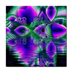 Evening Crystal Primrose, Abstract Night Flowers Ceramic Tile