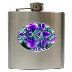 Evening Crystal Primrose, Abstract Night Flowers Hip Flask by DianeClancy