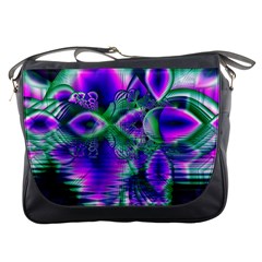 Evening Crystal Primrose, Abstract Night Flowers Messenger Bag by DianeClancy