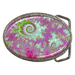 Raspberry Lime Surprise, Abstract Sea Garden  Belt Buckle (oval) by DianeClancy