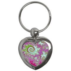 Raspberry Lime Surprise, Abstract Sea Garden  Key Chain (heart) by DianeClancy