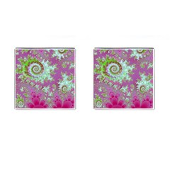 Raspberry Lime Surprise, Abstract Sea Garden  Cufflinks (square) by DianeClancy