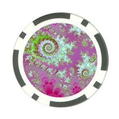 Raspberry Lime Surprise, Abstract Sea Garden  Poker Chip by DianeClancy