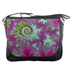 Raspberry Lime Surprise, Abstract Sea Garden  Messenger Bag by DianeClancy