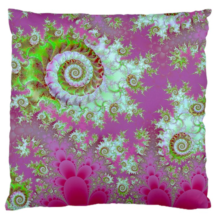 Raspberry Lime Surprise, Abstract Sea Garden  Large Cushion Case (Two Sided) 
