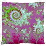 Raspberry Lime Surprise, Abstract Sea Garden  Large Cushion Case (Two Sided)  Back