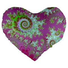 Raspberry Lime Surprise, Abstract Sea Garden  19  Premium Heart Shape Cushion by DianeClancy