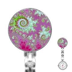 Raspberry Lime Surprise, Abstract Sea Garden  Stainless Steel Nurses Watch by DianeClancy