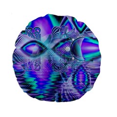 Peacock Crystal Palace Of Dreams, Abstract 15  Premium Round Cushion  by DianeClancy