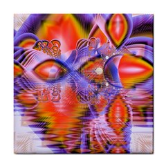 Crystal Star Dance, Abstract Purple Orange Ceramic Tile