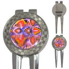 Crystal Star Dance, Abstract Purple Orange Golf Pitchfork & Ball Marker by DianeClancy