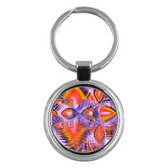 Crystal Star Dance, Abstract Purple Orange Key Chain (round) by DianeClancy