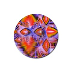 Crystal Star Dance, Abstract Purple Orange Drink Coaster (round)