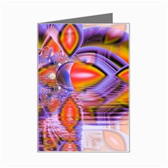 Crystal Star Dance, Abstract Purple Orange Mini Greeting Card by DianeClancy
