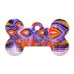 Crystal Star Dance, Abstract Purple Orange Dog Tag Bone (one Sided) by DianeClancy