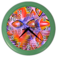 Crystal Star Dance, Abstract Purple Orange Wall Clock (color) by DianeClancy