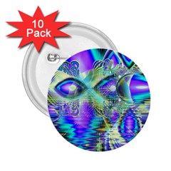 Abstract Peacock Celebration, Golden Violet Teal 2 25  Button (10 Pack) by DianeClancy