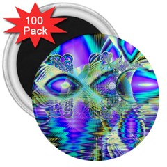 Abstract Peacock Celebration, Golden Violet Teal 3  Button Magnet (100 Pack) by DianeClancy