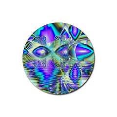 Abstract Peacock Celebration, Golden Violet Teal Drink Coaster (round) by DianeClancy