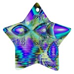 Abstract Peacock Celebration, Golden Violet Teal Star Ornament (Two Sides) Front