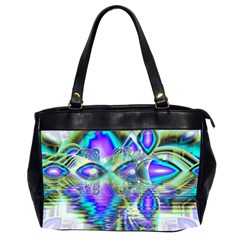 Abstract Peacock Celebration, Golden Violet Teal Oversize Office Handbag (two Sides) by DianeClancy