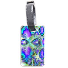 Abstract Peacock Celebration, Golden Violet Teal Luggage Tag (one Side) by DianeClancy